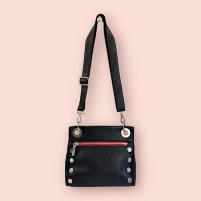 HAMMITT Tony Small Luxury Leather Crossbody Purse Black/Silver Grommets  EUC - Image 1 of 4