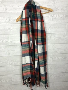 J Crew Women's Classic Scarf Red Green White Plaid Fringe Christmas Holiday - Picture 1 of 4