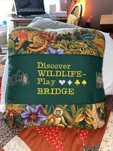 Bridge Game Discover Wildlife Play Bridge Throw Pillow - Picture 1 of 3
