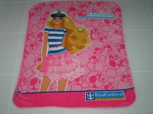 RARE ROYAL CARIBBEAN CRUISE BARBIE GIRLS ONBOARD BLANKET PINK BLUE GOLD - Picture 1 of 1