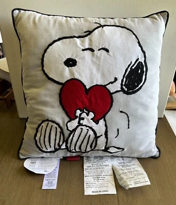 Pottery Barn Kids Peanuts Snoopy Valentines Pillow 16x16” NWT - Image 1 of 2