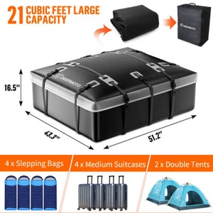 Bolsa de transporte de carga 21 cúbicos de PVC para techo impermeable para barra transversal de riel lateral SUV - Imagen 1 de 17