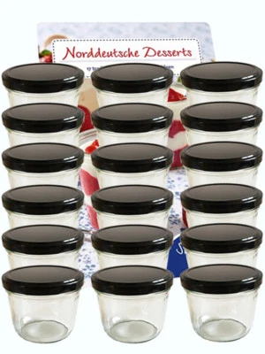 HOCZ 50 x Sturzglas 230 ml Marmeladenglas Einmachglas Schwarz Einweckgläser