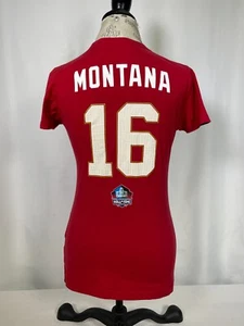 Joe Montana #16 San Francisco 49ers Majestic Hall of Fame T-Shirt Women's SMALL - Picture 1 of 11
