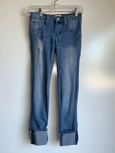 HUDSON Girls Distressed Cuffed Jeans with Stretch Size 16 - Picture 1 of 7