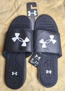 Sandalia Under Armour Ignite Pro Slide para hombre (001) negra/negra/blanca talla 17, ¡nueva! - Imagen 1 de 8