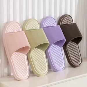 Summer Slipper Indoor House Shoes For Men Women Couples Solid Color Rhombus Stri - Picture 1 of 13