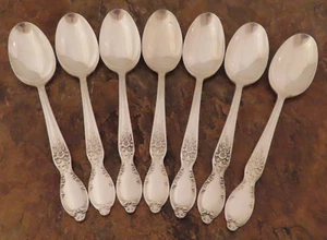 IS Victorian Rose Set 7 Teaspoons Spoon Wm Rogers Vtg Silverplate Flatware Lot F - Bild 1 von 5