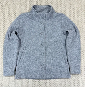 Rohan Finnic Cardi Jacket Womens M Gray Heathered Fleece Button Up Zip Pocket - Picture 1 of 16