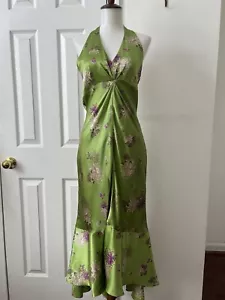 Sue Wong Size 10 100% Silk Green with Floral Print Halter Dress / Maxi Length - Picture 1 of 9