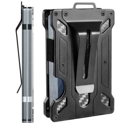 Tactical RFID Wallet w/ Clear Window ID Badge Holder Aluminum Pouch + Money Clip - Image 1 of 4