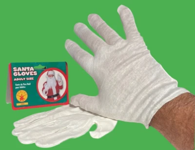 Economy WHITE SANTA GLOVES Cotton Clown Mime Dress Costume Butler Hand Joker - Image 1 of 4