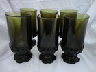 Vintage Fostoria Sorrento Dark Olive Green Water Glass Goblet Set of 6