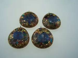 Kunst Orgonit Orgon Anhänger Kette Gold Blaue Galaxyspirale Kupfer Edelschungit - Bild 1 von 4