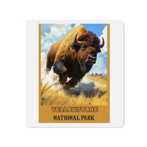 Yellowsstone National Park  Buffalo Bison Magnet,  Gift Travel Poster 5 Sizes - Picture 1 of 16