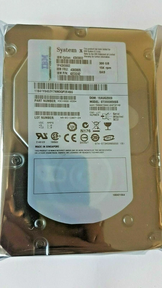 300 GB SAS IBM ST3300656SS System X 43X0802 15K RPM 3.5 " Hard Drive New - Image 1 of 1