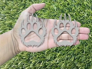 Bear Paw Claw Emblem Badges Glossy Gray Aggressive Custom New - Picture 1 of 2