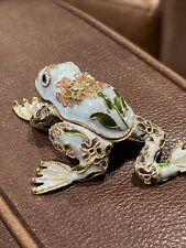 Enamel Golf Blue frog figurine trinket box