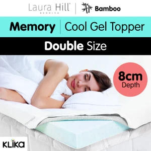 Cool GEL Memory Foam Mattress Topper BAMBOO Fabric Cover Ecologic Double 8CM - Picture 1 of 1