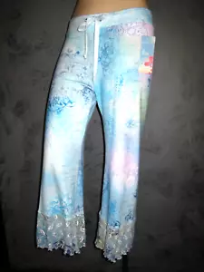 Claire Pettibone Loungewear Hose Blautopas Spitzensaum XS Traumhaft Neu mit Etikett Neu Ungetragen - Bild 1 von 12
