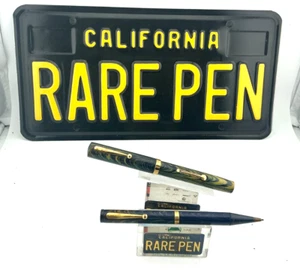 Vintage Waterman 94 BLUE RIPPLE Fountain Pen Pencil set #4 14K Fine FLEX Nib - Picture 1 of 12