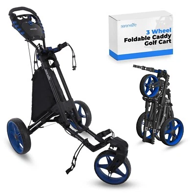 SereneLife 3 Wheel Golf Push Cart - Lightweight Folding Walking Push Cart Rol... - Image 1 of 4