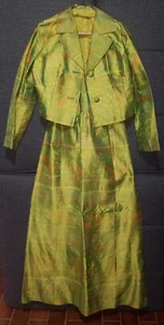 Rare Haute Couture 1950's Sam Sung Handmade Raw Silk Slub Custom Designer Dress - Picture 1 of 5