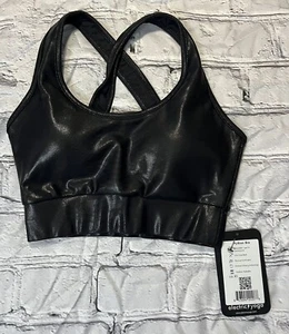 Sujetador deportivo eléctrico de yoga para mujer pitón negro ropa deportiva XS - Imagen 1 de 4
