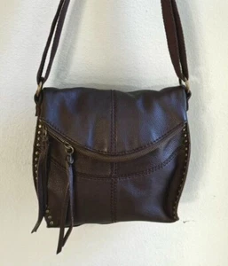 THE SAK BROWN LEATHER BAG WITH RIVETS ~ CLASSIC POCKETBOOK ~ BEAUTIFUL! - Picture 1 of 7