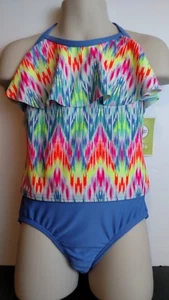 Purple Neon Ruffle Circo Two Piece Tankini Swim bathing suit UPF50+ XS 4/5 - Picture 1 of 2