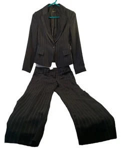 Hochzeit Brautmutter formeller schwarzer Nadelstreifen Smoking Stil Größe 6? Hosenanzug - Bild 1 von 12