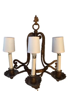 Vintage Euro Iron Brutalist Gothic Wall Sconce Heavy Lamp Light Fixture - Picture 1 of 14
