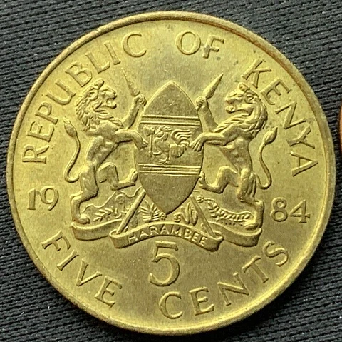 1984 Kenya 5 Cents Coin  UNCIRCULATED  RARE CONDITION  #M232 Cover
