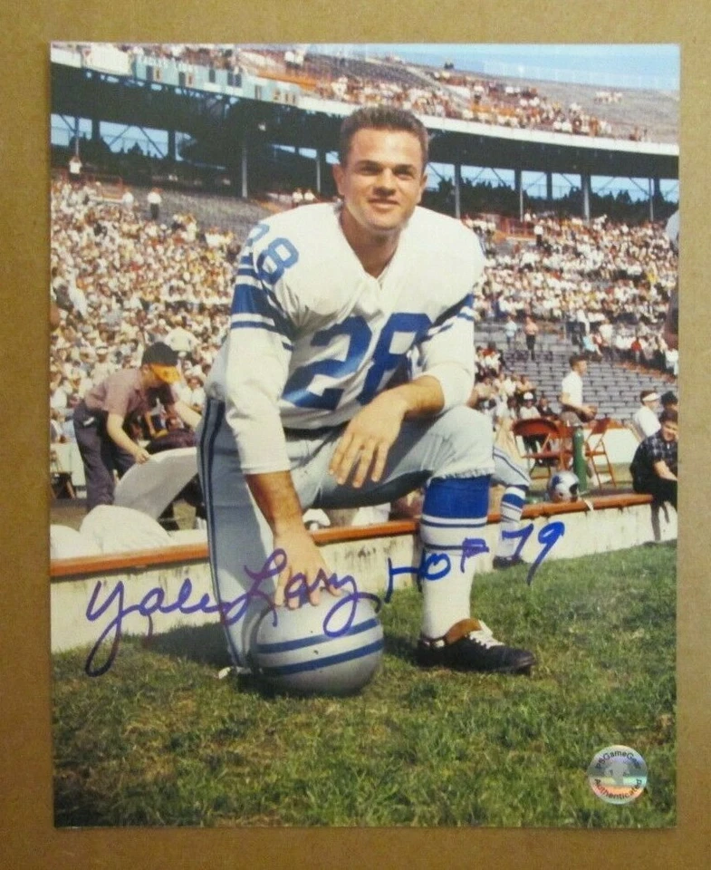 VINTAGE YALE LARY AUTO SIGNED 8 x 10 COLOR PHOTO DETROIT LIONS COA RARE HOF 79 - Image 1 of 1