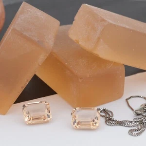 Rough Morganite Peachy Champagne Nano Gems Heat Resistant Artificial Lab stone - Picture 1 of 8