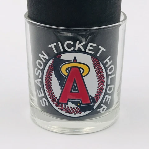 Six (6) Anaheim Los Angeles Angels Low Ball Whiskey Glasses Season Ticket Holder Cover