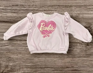 H&M Barbie Sweatshirt, Girls Ruffle Sleeves Size 3T 4T - Picture 1 of 5