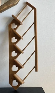 Vintage Wooden Stair Step Shelf - Wood Tiered Display Shelf with Heart Cut-Outs - Picture 1 of 2