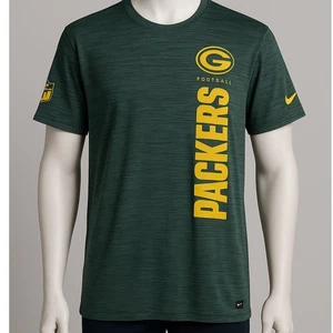 Nike NFL Green Bay Packers Dri-Fit T-Shirt Herren Medium Grün Logo Tee Neu mit Etikett - Bild 1 von 8