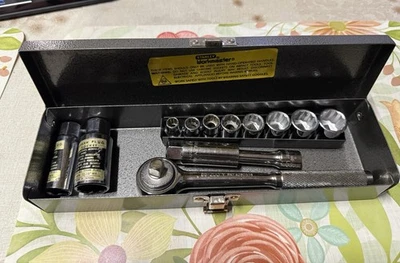 Vintage  Stanley  Workmaster 13 Piece 3/8” Drive SAE  Ratchet Socket Set - Image 1 of 3