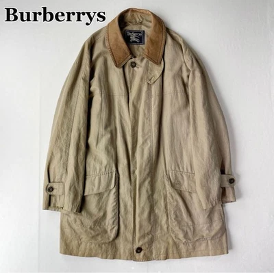 Burberrys Bal Collar Coat Nova Check Leather Collar Beige Linen Size XL For Men - Image 1 of 4