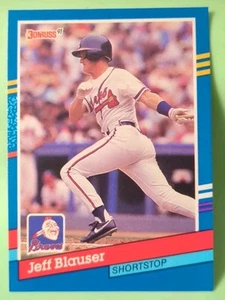 1991 Donruss - Jeff Blauser #229 3 Yellow Stripes on Right Border - Braves - Picture 1 of 2