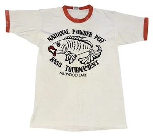 Vintage National Powder Puff Bass Milwood Lake Ringer Shirt orange weiß - Bild 1 von 8
