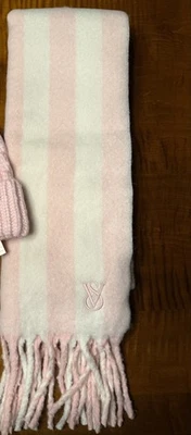 victoria secret blanket scarf pink heritage stripe signature winter - Image 1 of 2