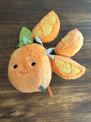 Orange Fruit Play Rattle with Slices Stuffed Animal Plush 6” Manhattan Toy Co - Image 1 of 4