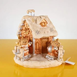 casetta natalizia in ceramica con orsetti - Imagen 1 de 7