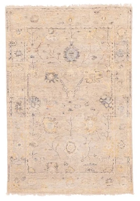 Traditional Light Grey 4'0" x 5'10" Hand-knotted Oriental Carpet Wool Area Rug - Image 1 of 4