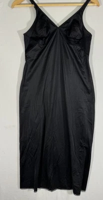  De colección Vanity Fair Negro Slip 36 32”/42 Estilo 10-706 Hecho en EE. UU.  Foto 1 de 4