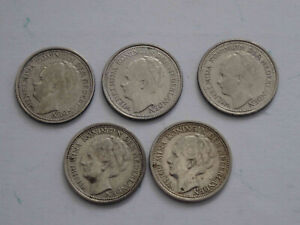 Nederland set of 5  coins 10 cent  Wilhelmina 1935 + 1936 (2x) + 1937 + 1939