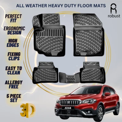 Floor Mats Liners For Suzuki S-Cross 2015-2020 All Weather Heavy Duty 3D Car Rug - Image 1 of 4